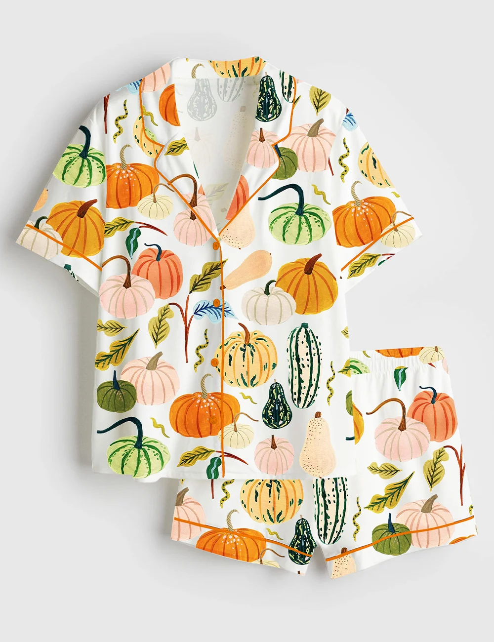 Watercolor Pumpkins Fall Pajama Set - Women’s Satin Autumn PJs