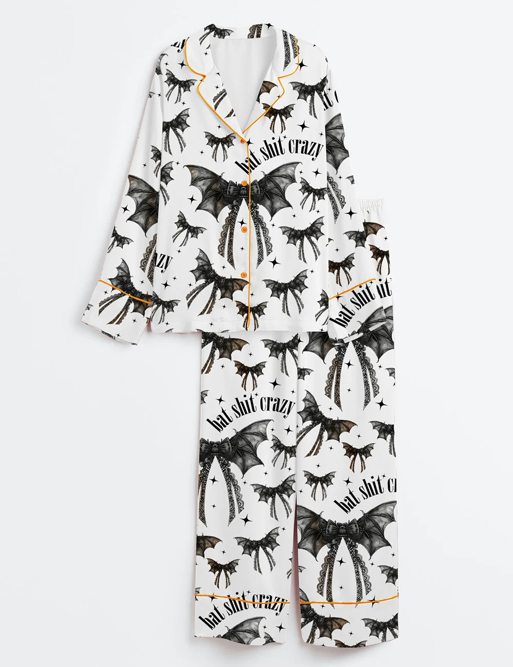 Halloween Bat Shit Crazy Gothic Coquette Bow Pajama Set