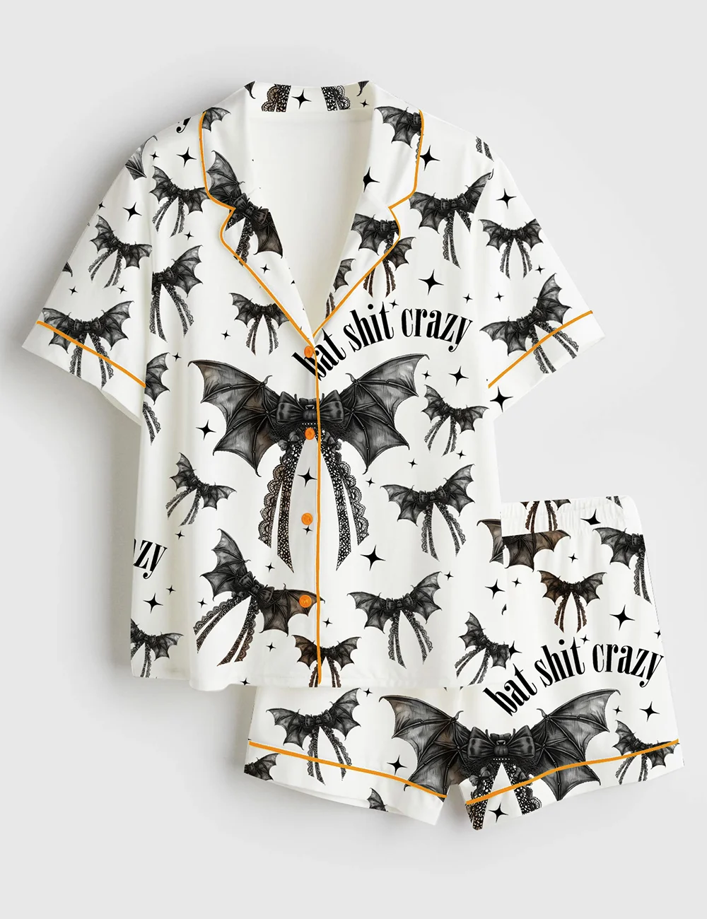 Halloween Bat Shit Crazy Gothic Coquette Bow Pajama Set