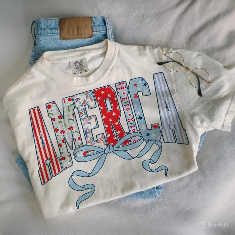 Retro America Coquette Shirt – Patriotic & Cute Comfort Colors®