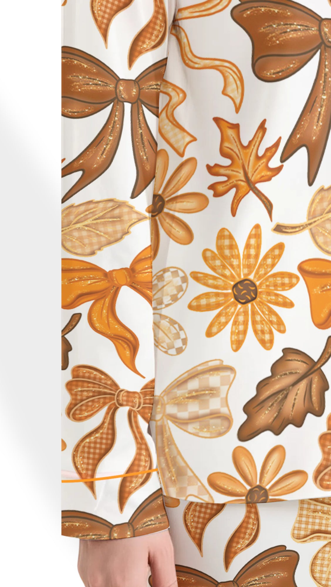 Coquette Bows Pajama Set – Women’s Fall Satin Autumn Sleepwear