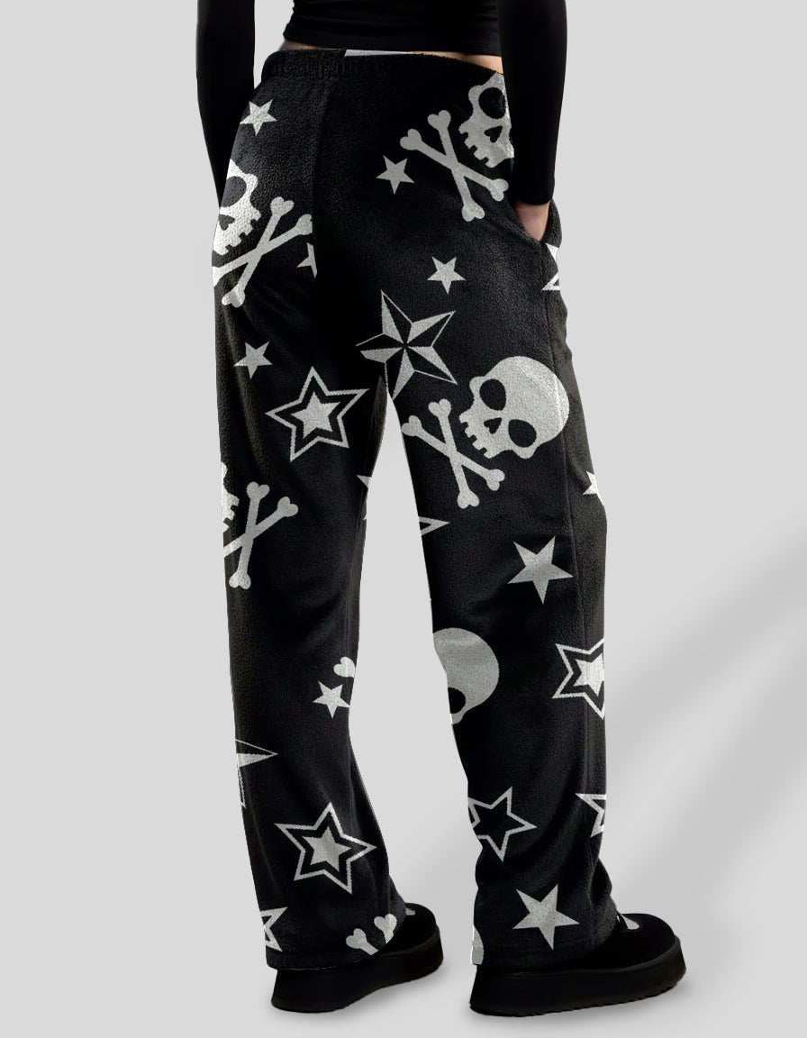 Skull & Crossbones Stars Fuzzy Pajama Pants