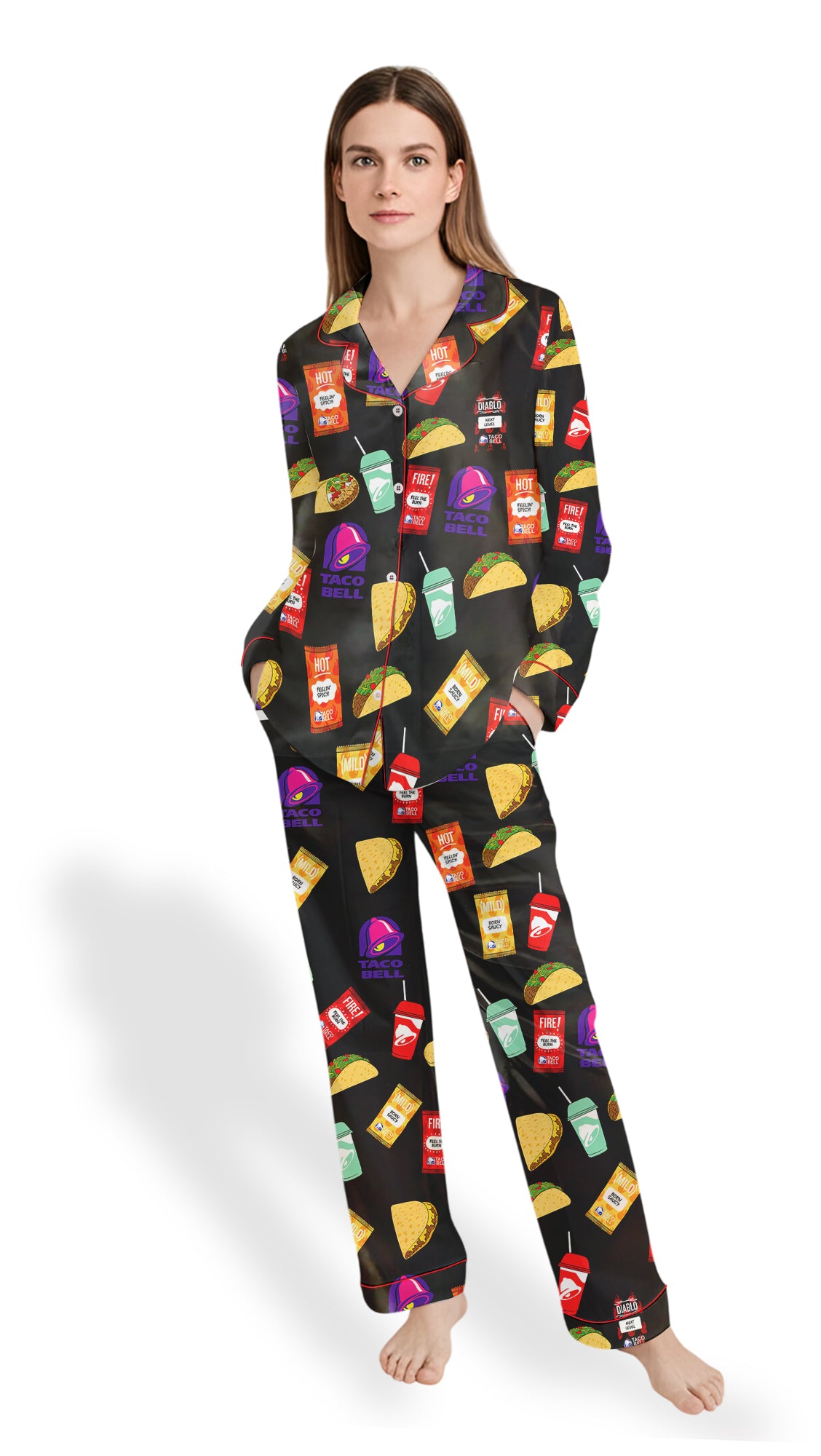 Taco Satin Pajama Set - Holiday PJs