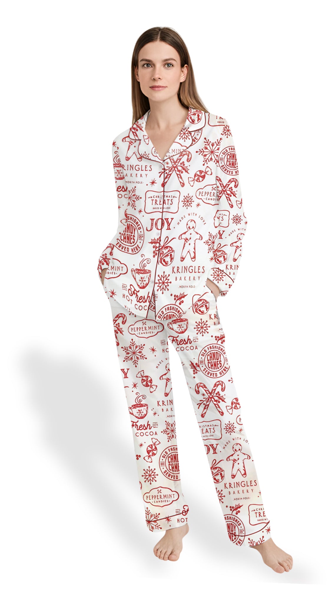 Women’s Merry Christmas Cookies Satin Pajama Set