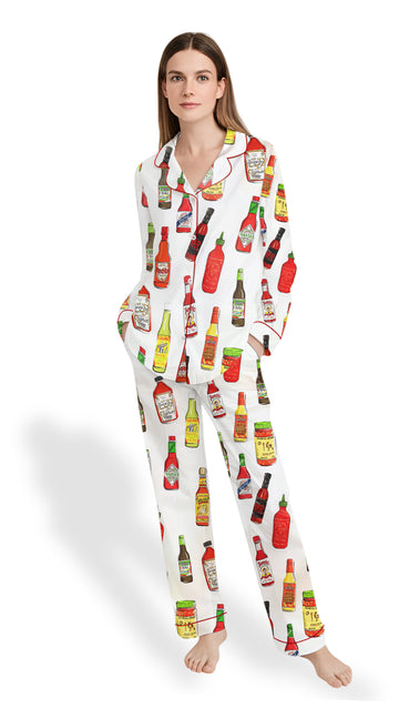 Hot Sauce Silky Satin Pajama Set For Women