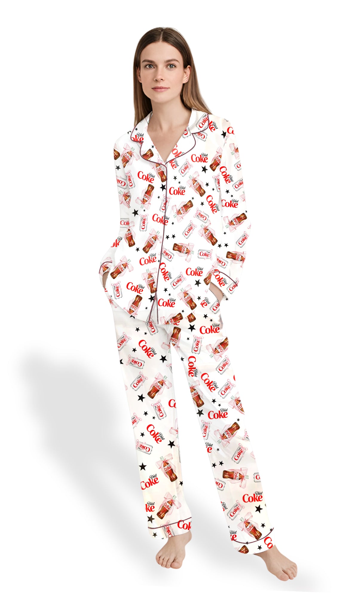 Coquette Diet Drink Satin Pajama Set for Women