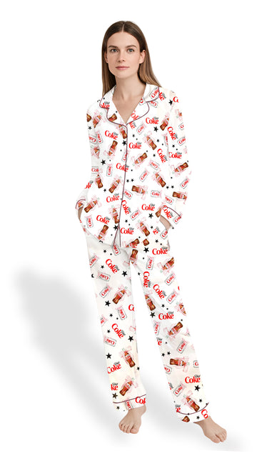 Coquette Diet Drink Satin Pajama Set for Women