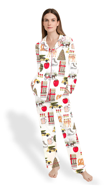 Christmas in New York Satin Pajama Set
