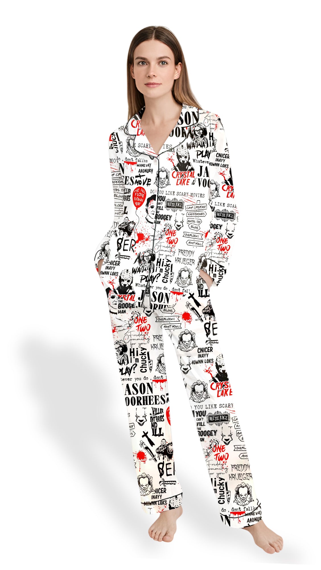 Horror Halloween Satin Pajama Set