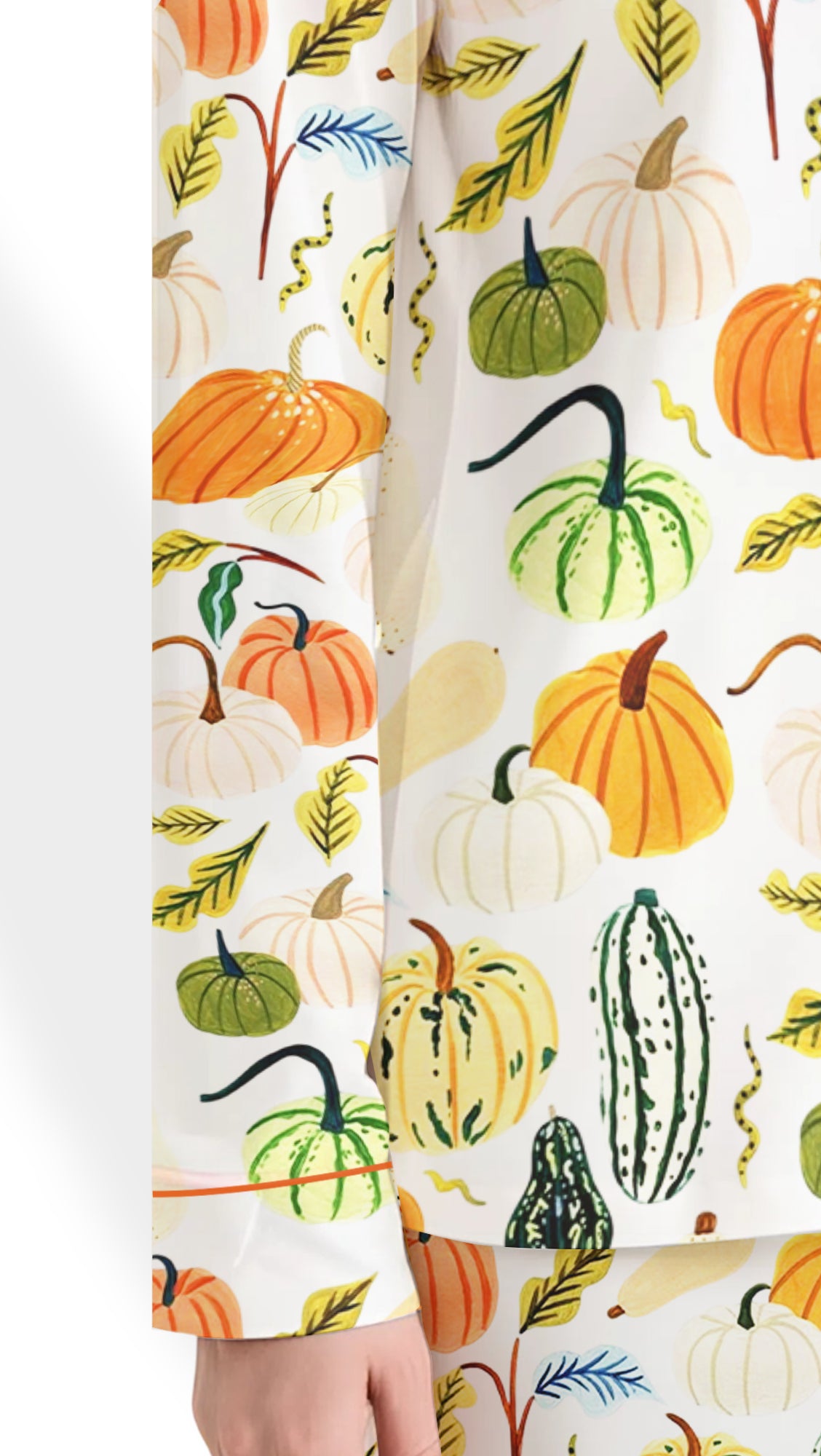 Watercolor Pumpkins Fall Pajama Set - Women’s Satin Autumn PJs