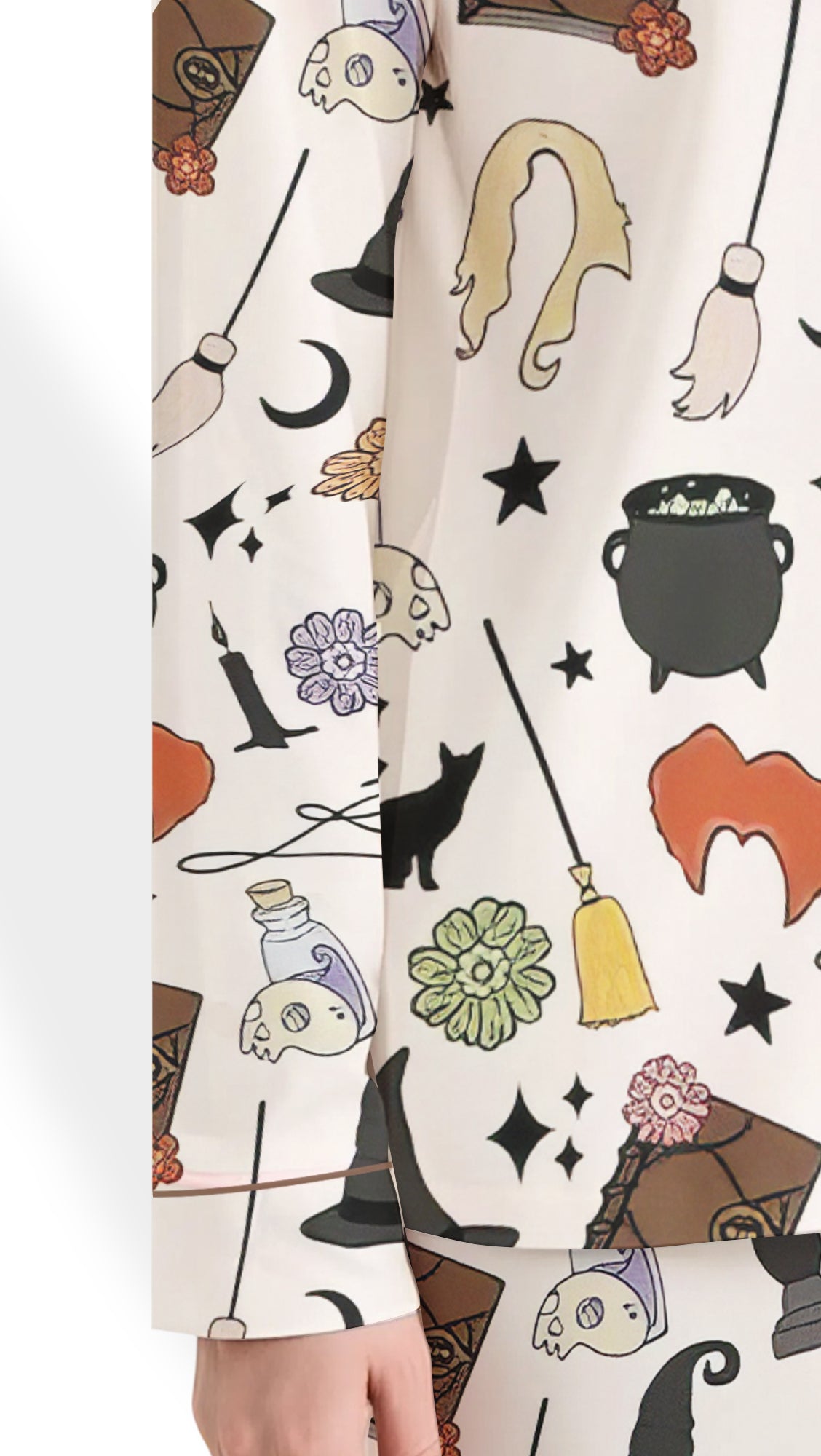 Women’s Halloween Witches & Black Cat Satin Pajama Set