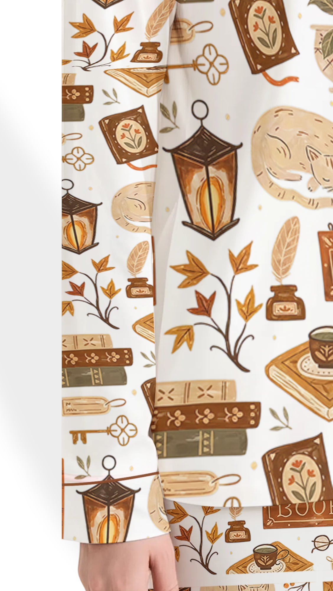 Bookish Love Autumn Satin Pajama Set – Women’s Cozy Long Sleeve PJs