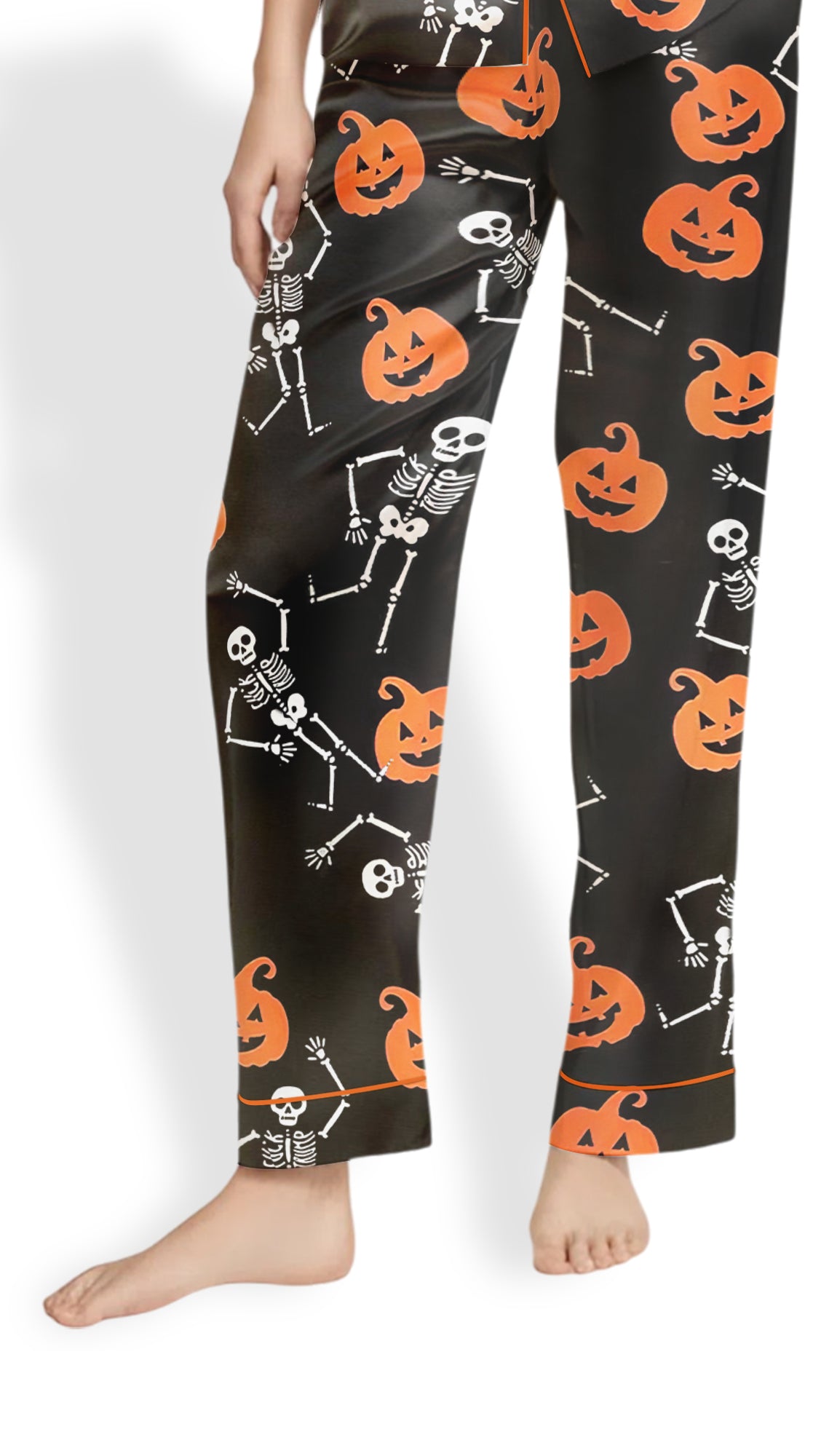 Spooky Season Pajamas – Women’s Anti MAGA Skeleton Satin  PJs