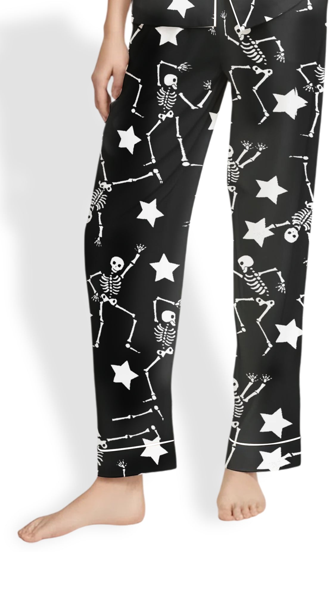 Women’s Satin Pajamas – Halloween Dancing Skeleton Set