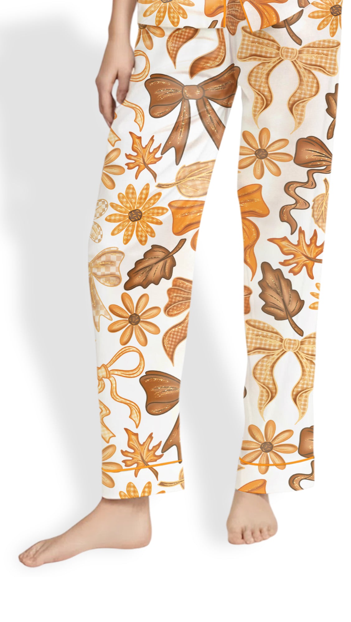 Coquette Bows Pajama Set – Women’s Fall Satin Autumn Sleepwear