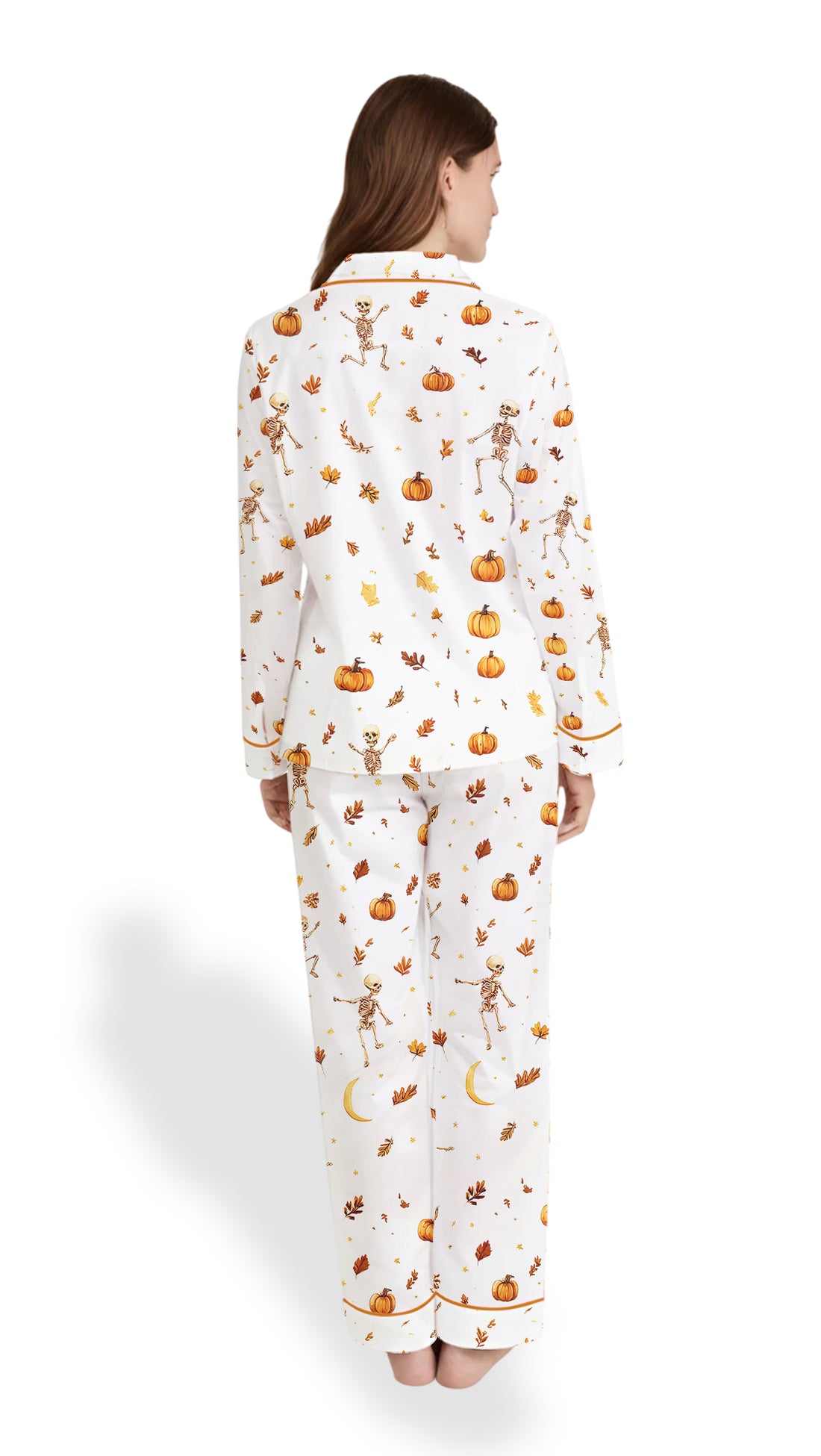 Dancing Skeleton Satin Pajama Set – Boho Fall Halloween PJs