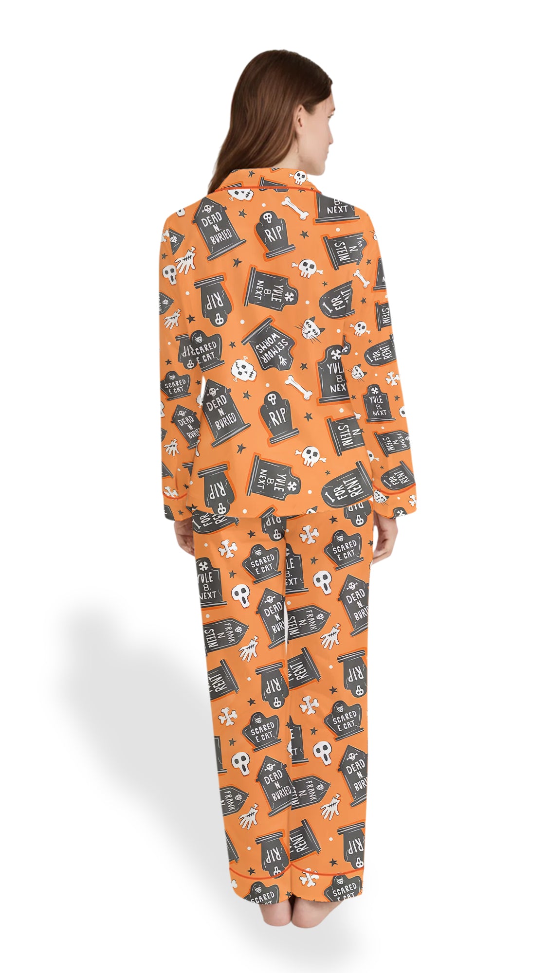 Ghoulish Graveyard Satin Pajama Set – Spooky Halloween PJs