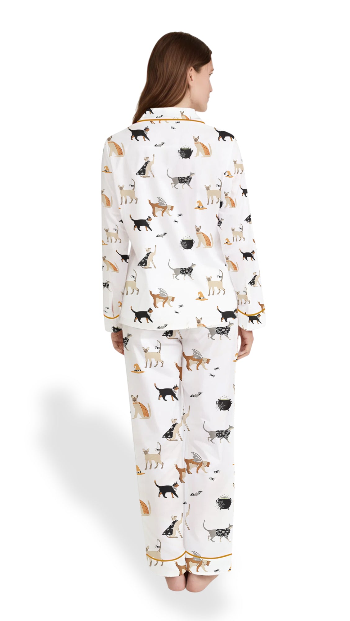 Women’s Halloween Cat Party Satin Pajama Set