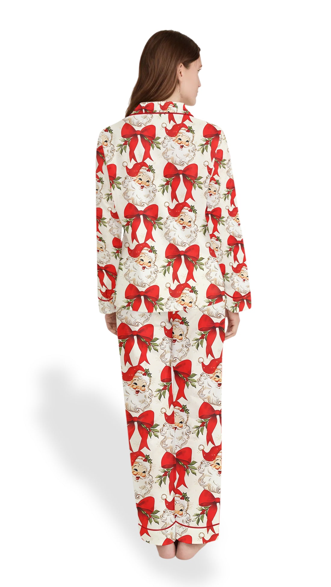 Women’s Vintage Santa Christmas Satin Pajama Set