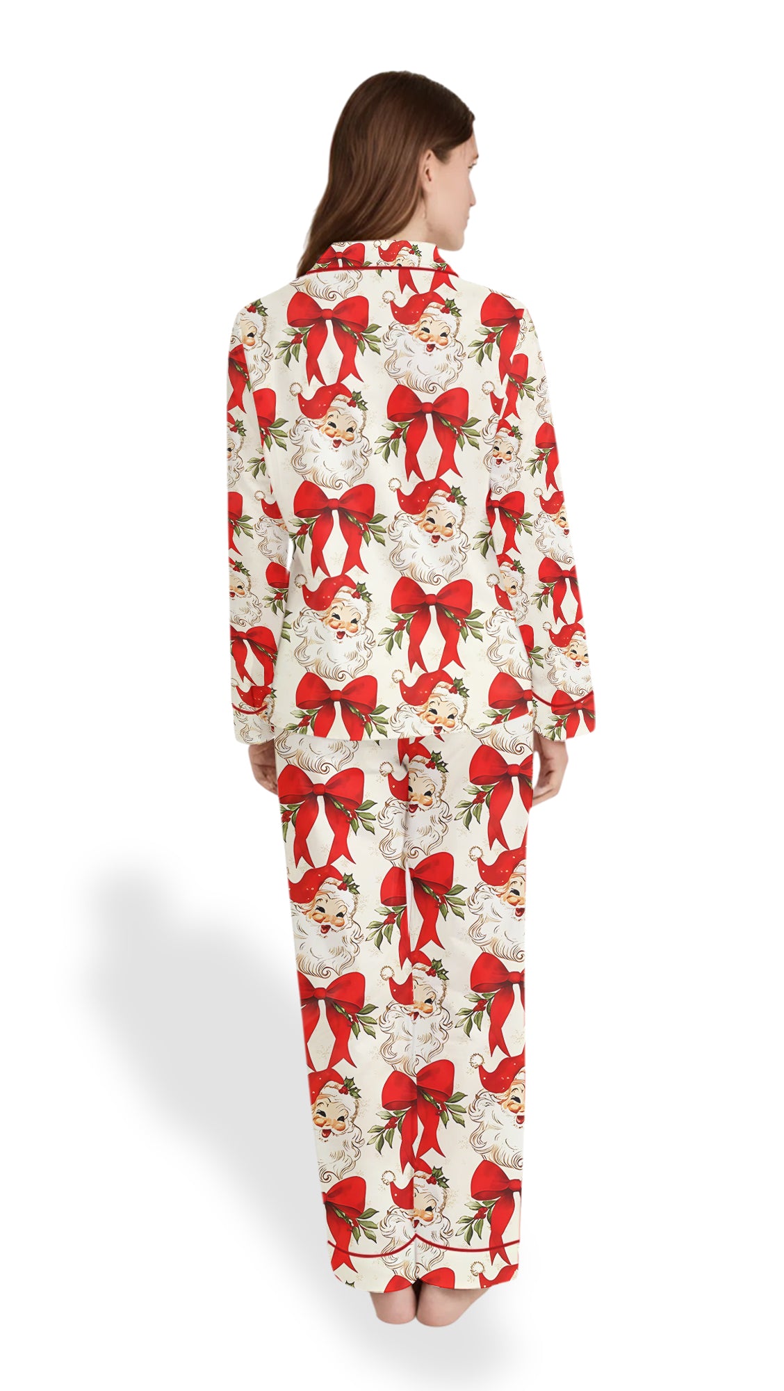 Women’s Vintage Santa Christmas Satin Pajama Set