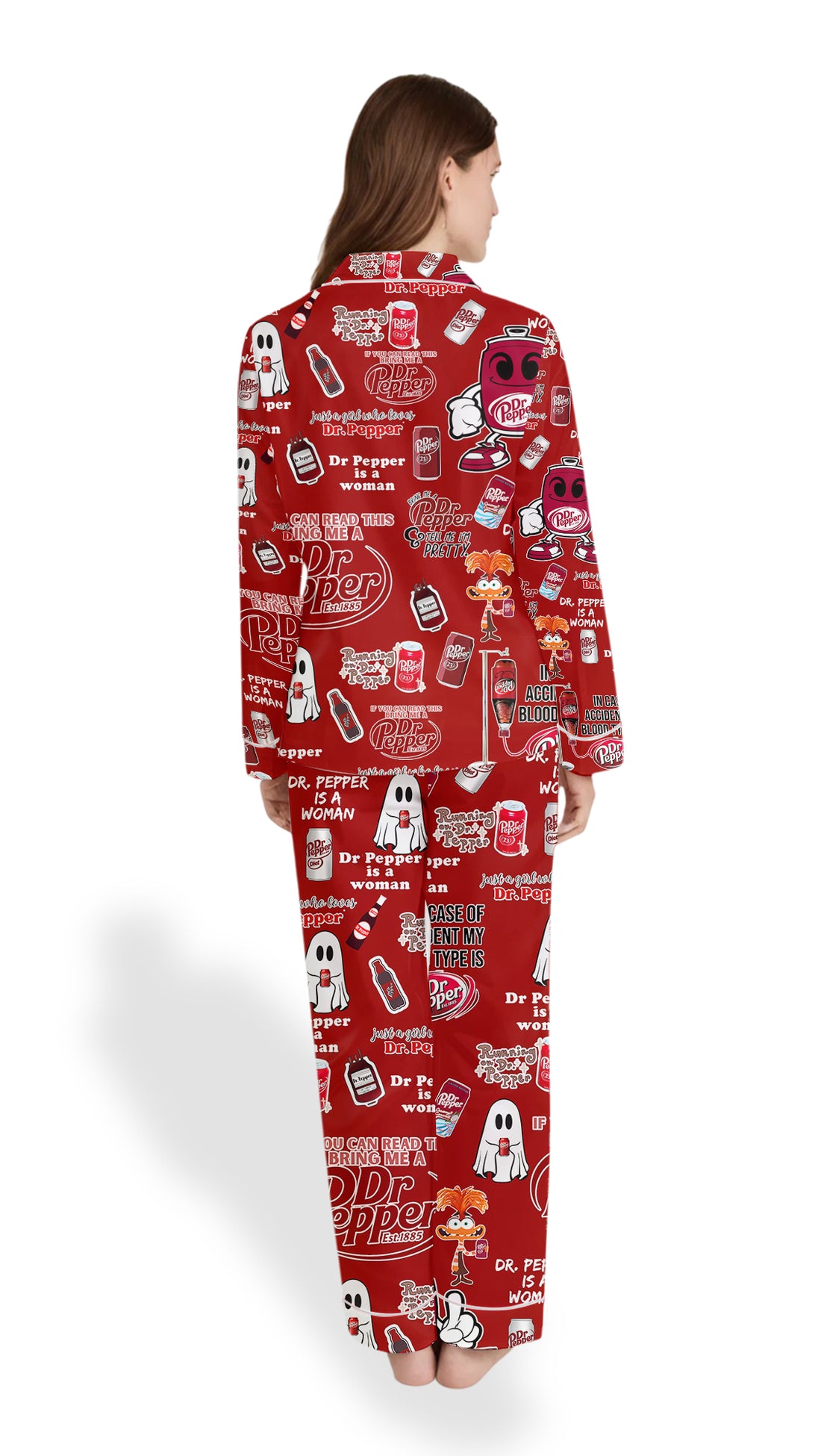 Dr PP Ghost Drink Satin Pajama Set - Halloween Coquette PJs for Women