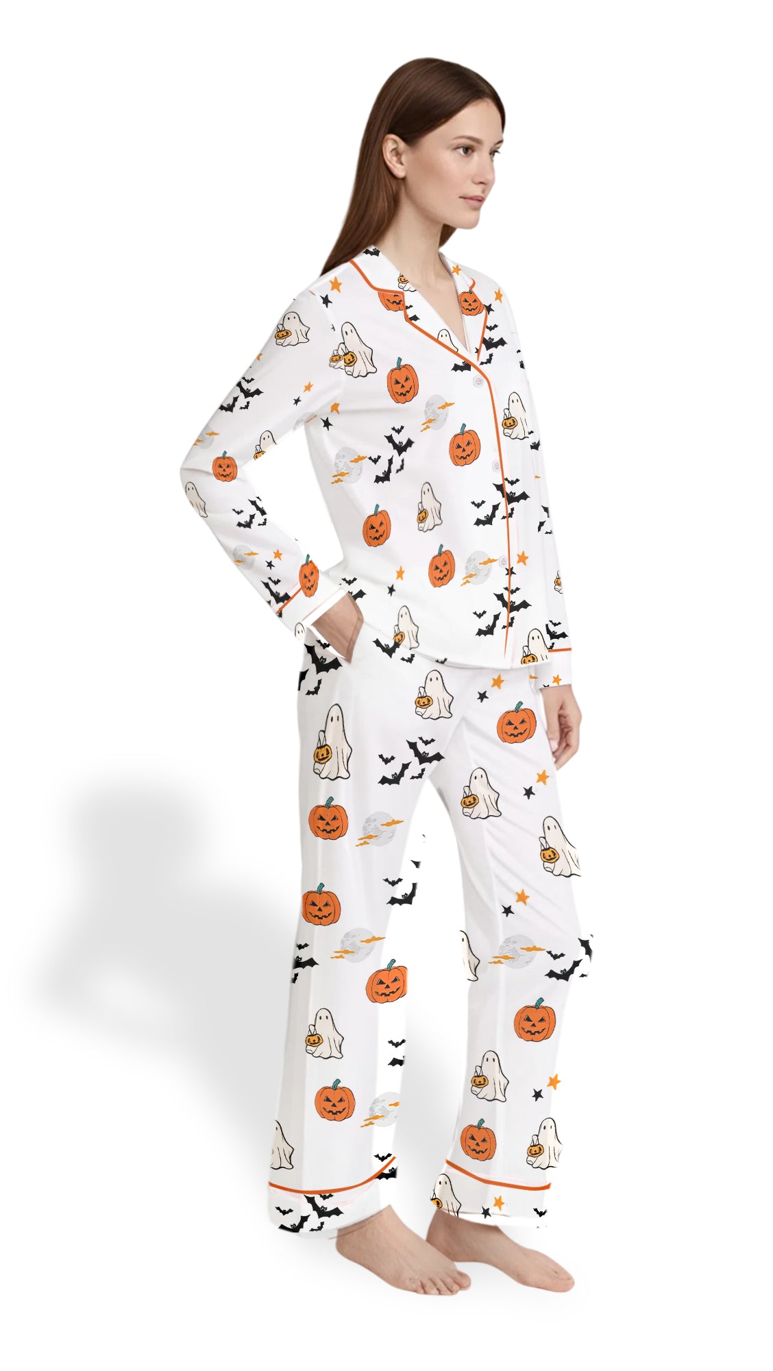 Pumpkin Boo Pajamas – Women’s Satin Halloween  Sleepwear