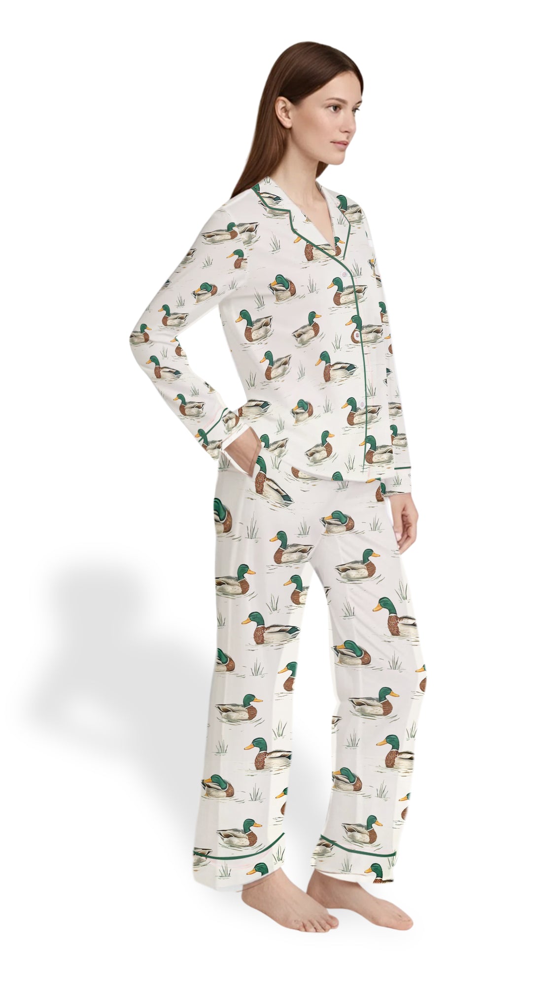 Duck Hunting Pajamas – Women’s Watercolor Mallard  Satin Set