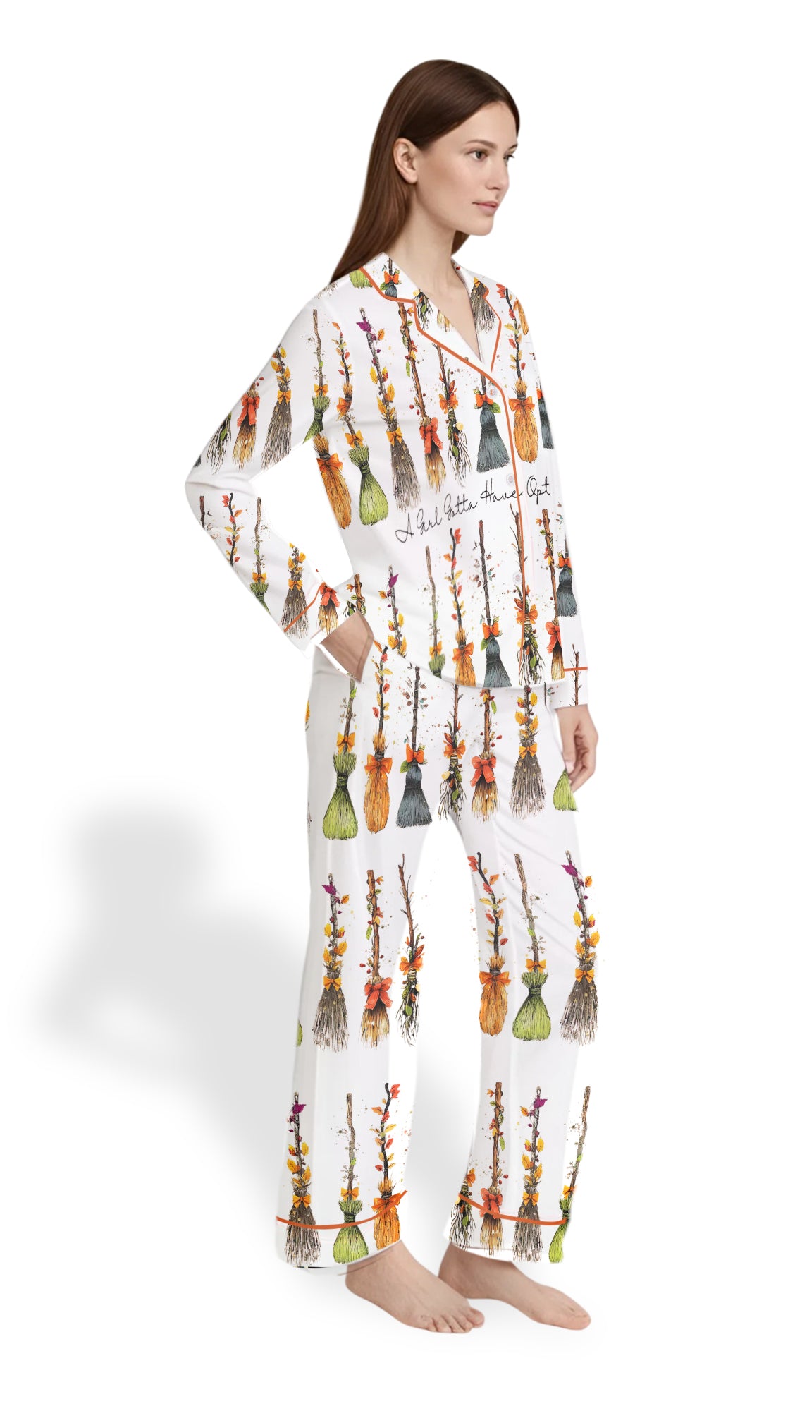 Retro Halloween Witches Sleepwear- Women’s Satin Pajama Set