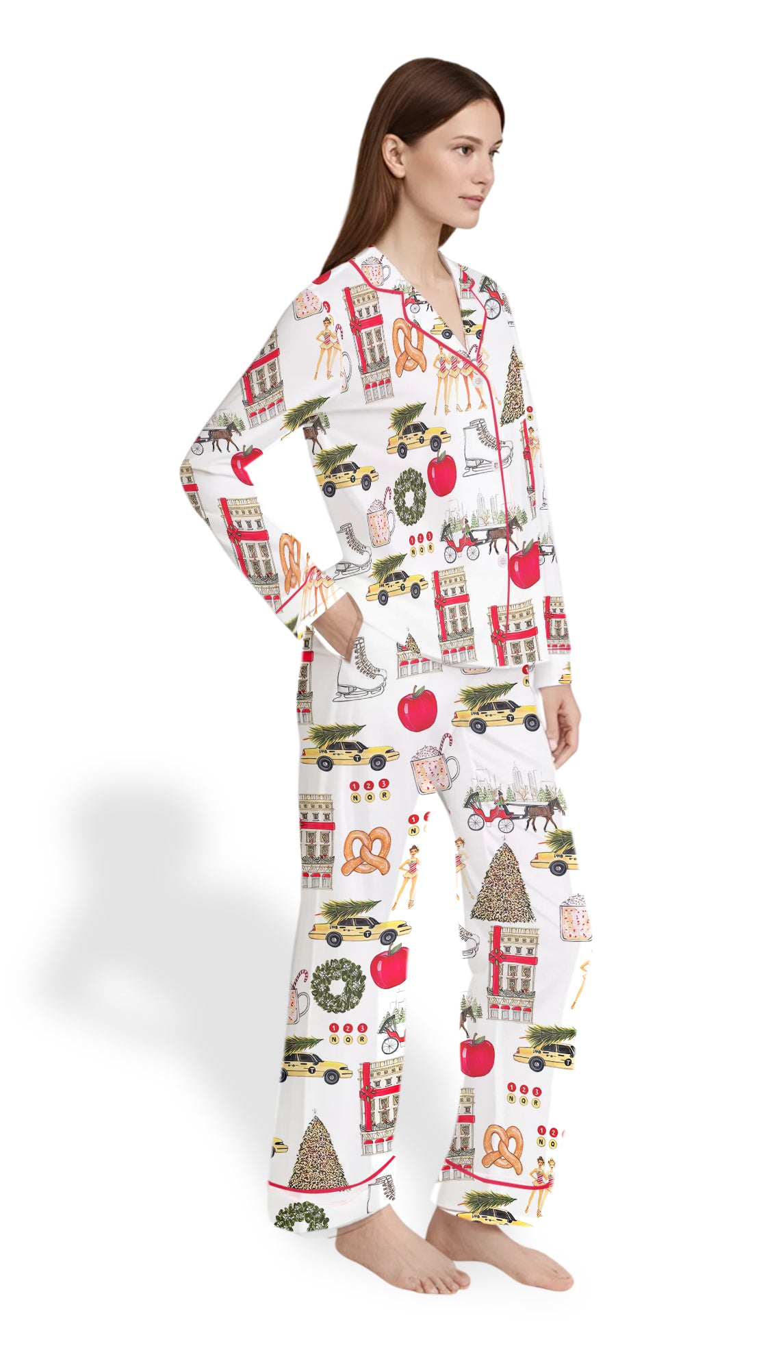 Christmas in New York Satin Pajama Set