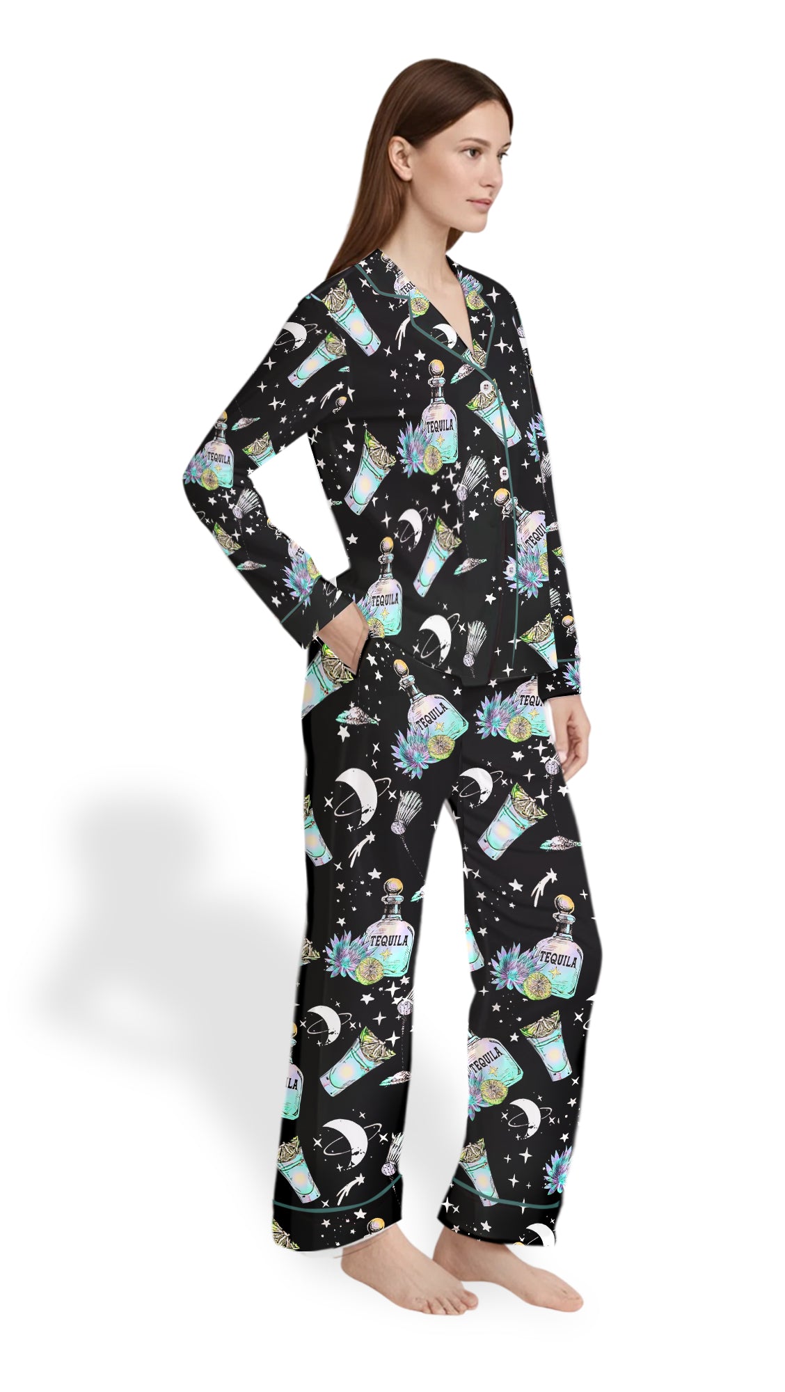 Witch Halloween Pajama Set - Satin Spooky Party PJs