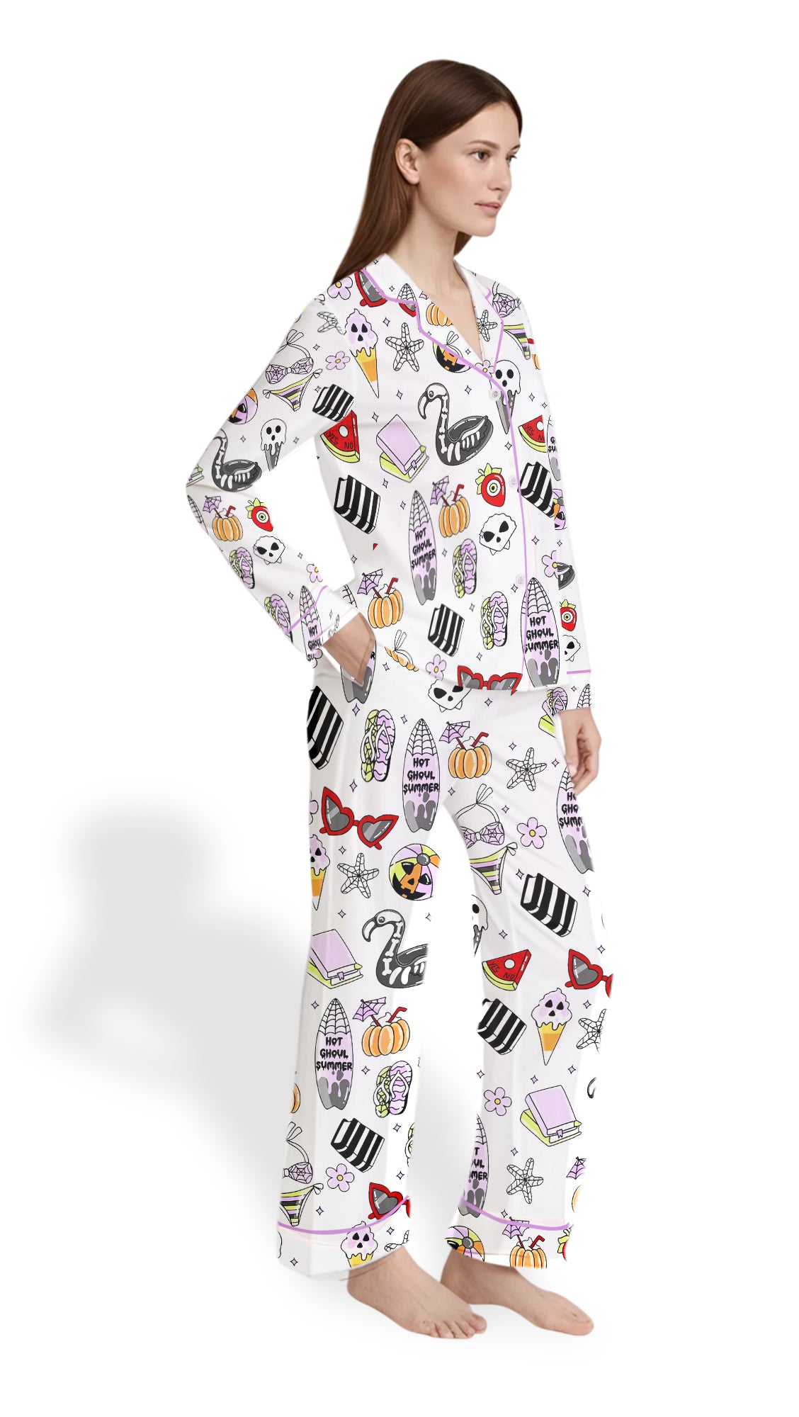 Summerween Halloween Satin Pajama Set – Spooky Pumpkin PJs