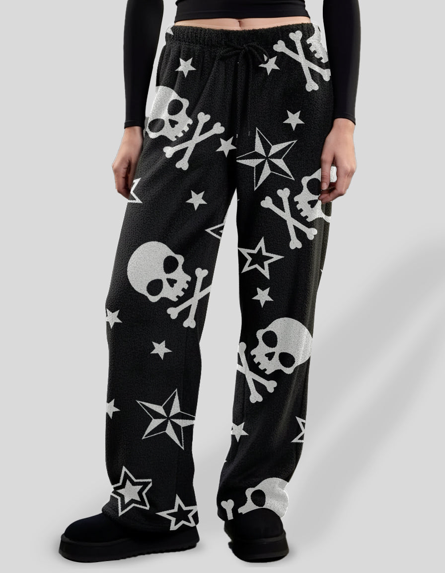 Skull & Crossbones Stars Fuzzy Pajama Pants