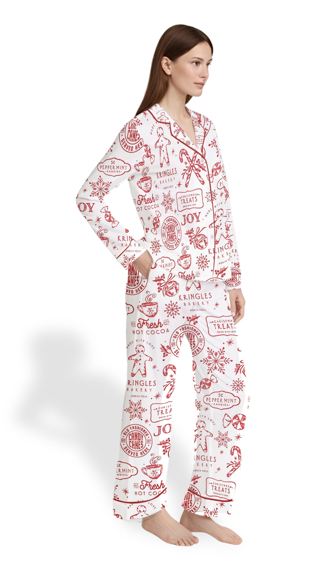 Women’s Merry Christmas Cookies Satin Pajama Set