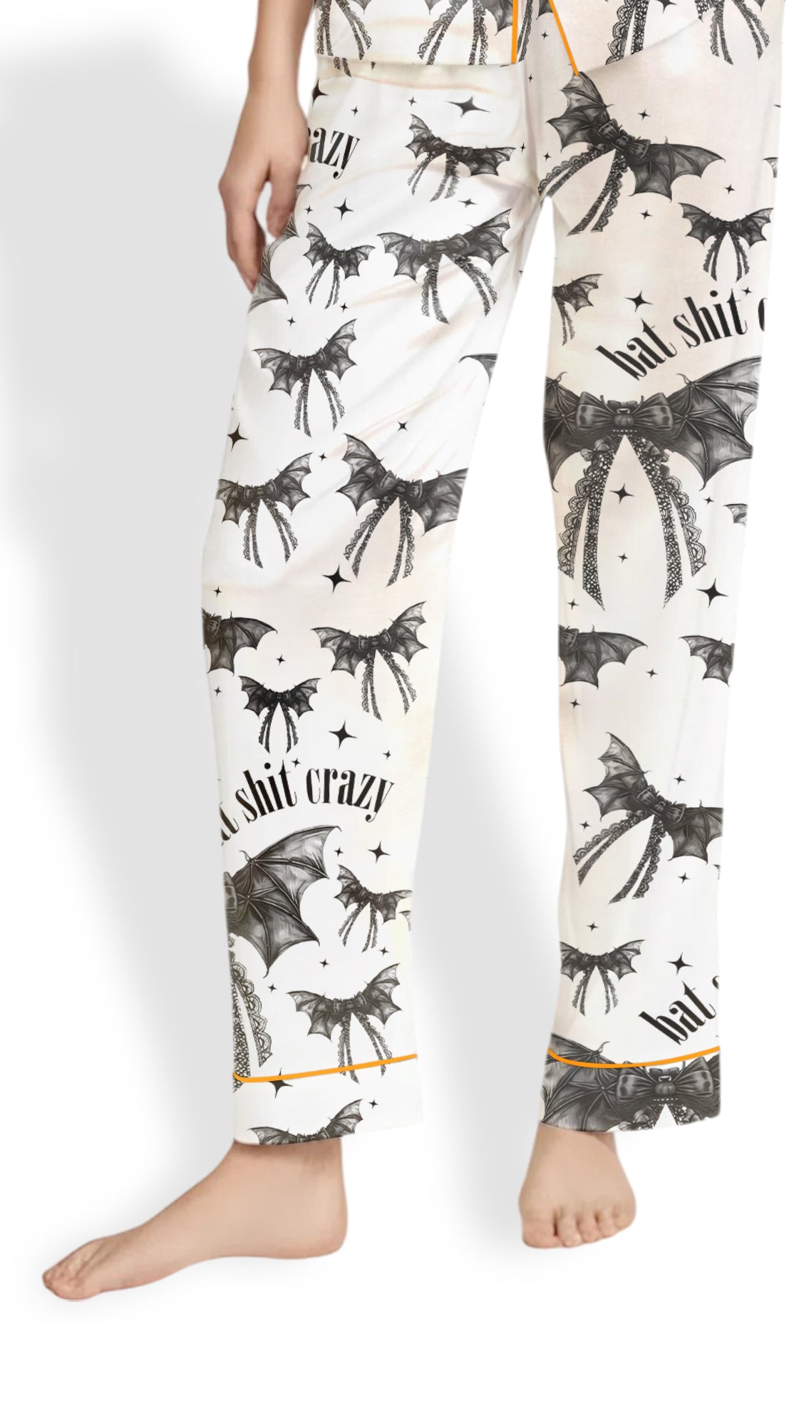 Halloween Bat Shit Crazy Gothic Coquette Bow Pajama Set