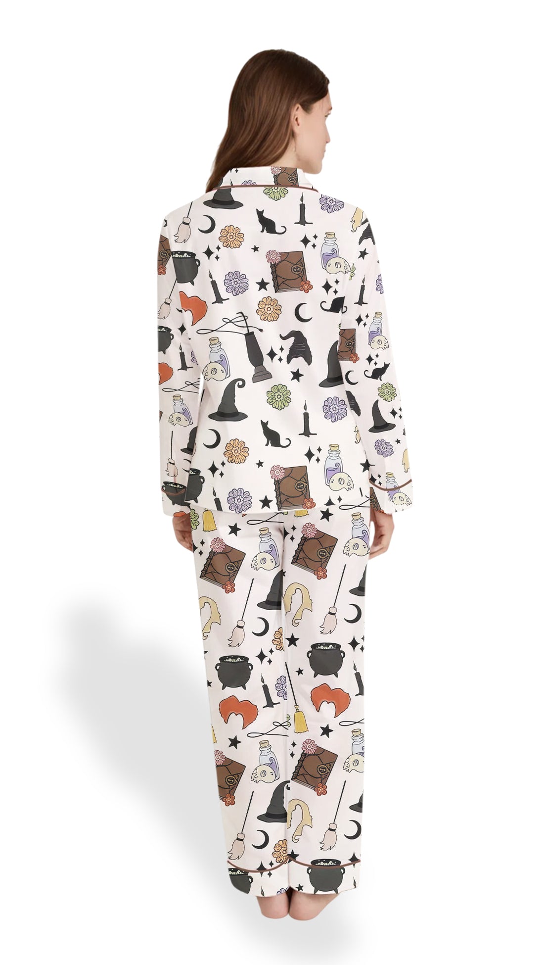 Women’s Halloween Witches & Black Cat Satin Pajama Set