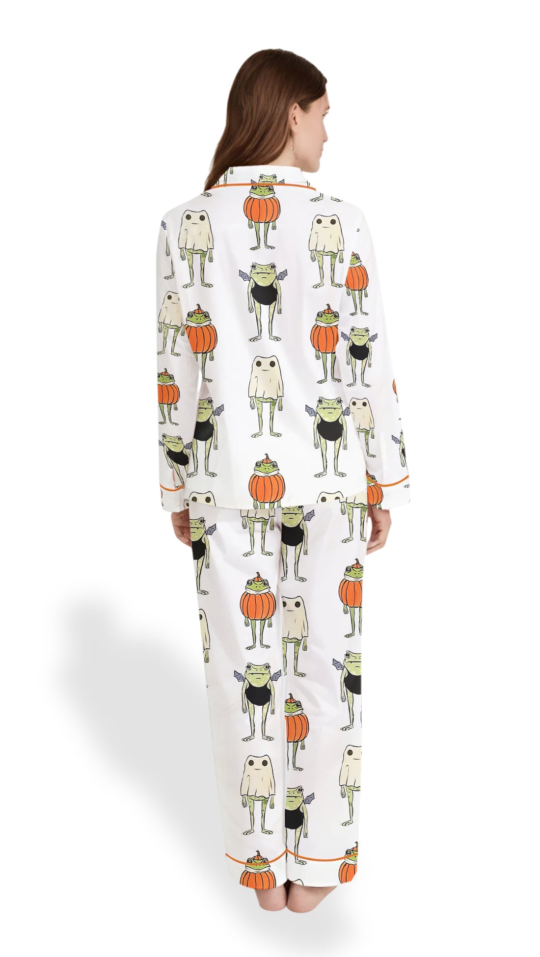 Halloween Frog Satin Pajama Set – Spooky Cute Pumpkin PJs