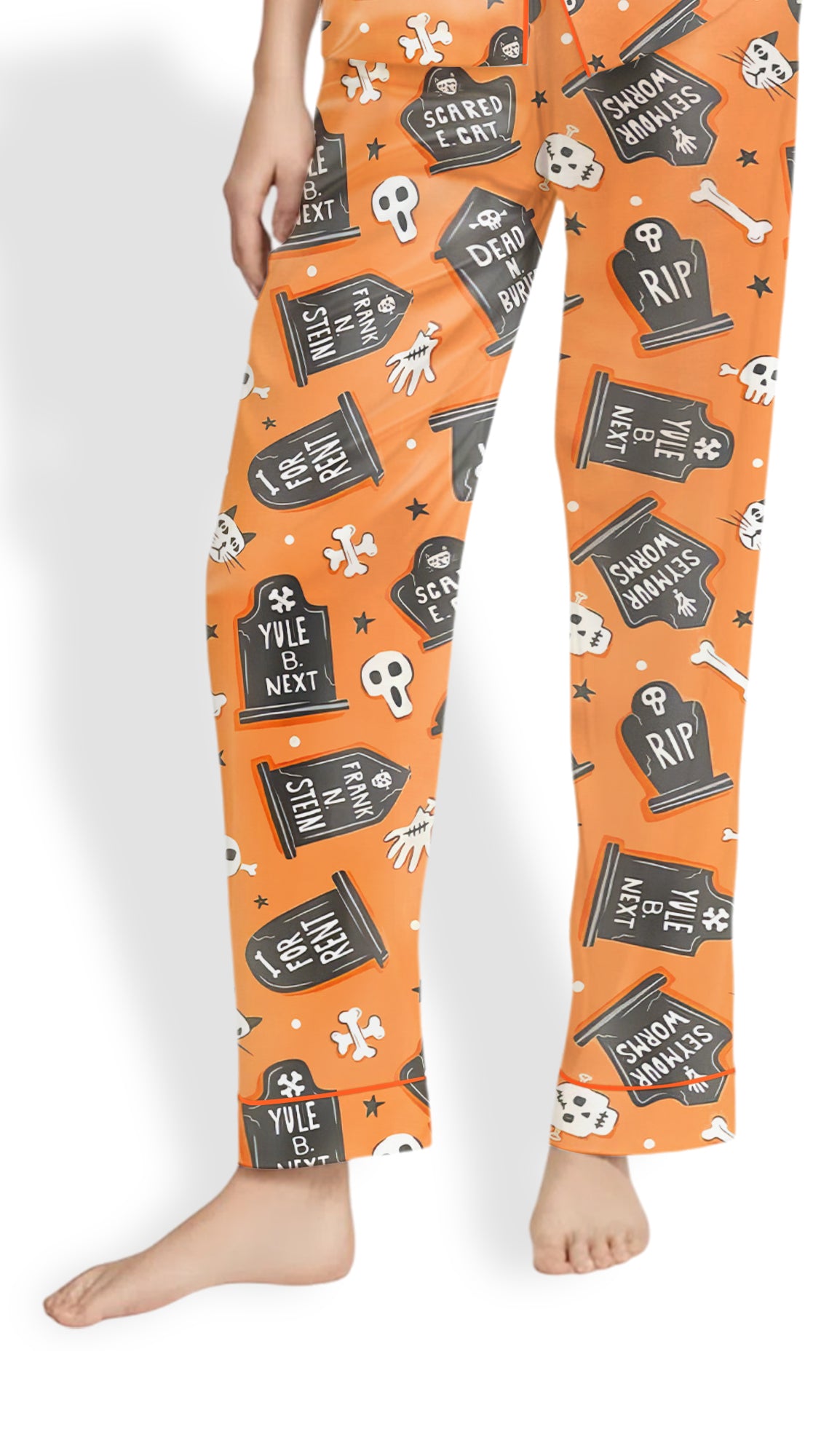 Ghoulish Graveyard Satin Pajama Set – Spooky Halloween PJs