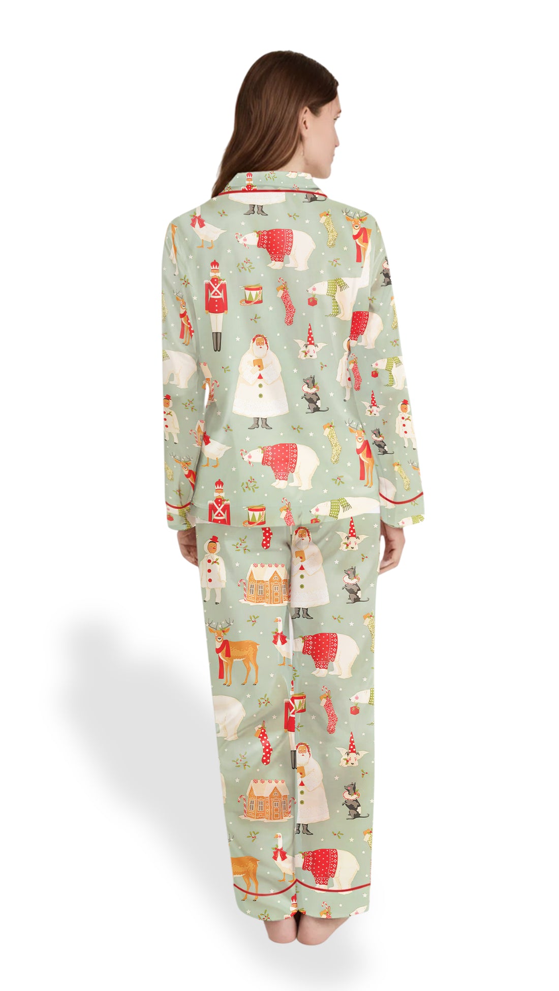 Women’s Christmas Satin Pajama Set – Holiday PJs