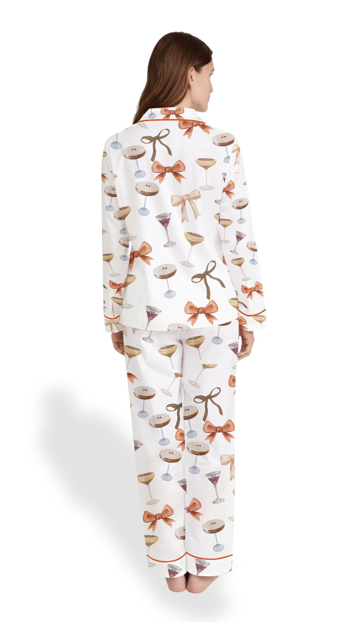 Espresso Martini Satin Pajama Set – Women’s Coquette Bow Short Sleeve PJs