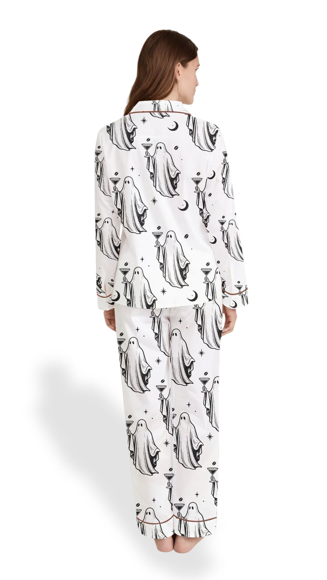 Women’s Halloween Pajama Set – Ghost Cocktail Espresso Martini  PJs