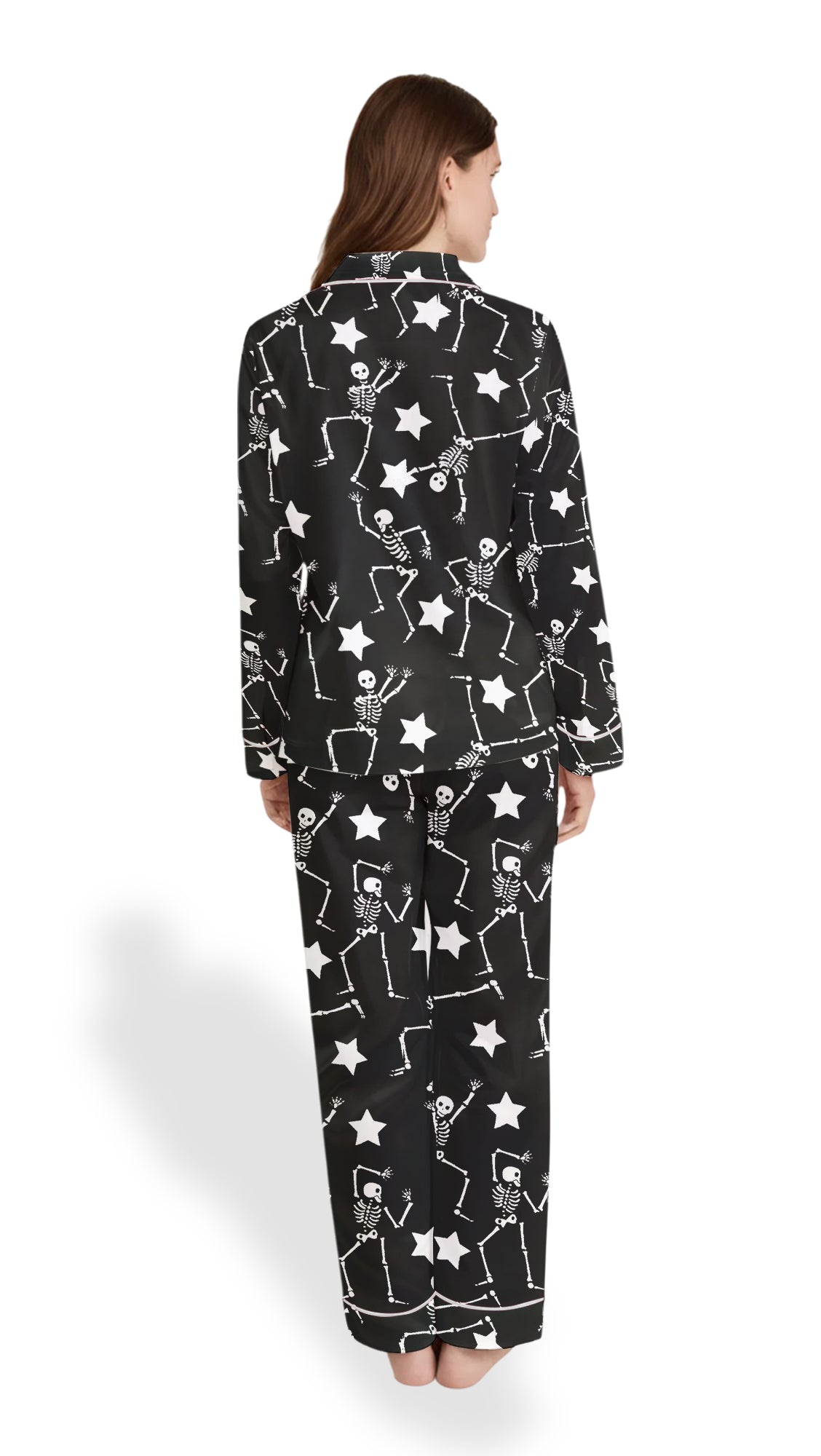 Women’s Satin Pajamas – Halloween Dancing Skeleton Set