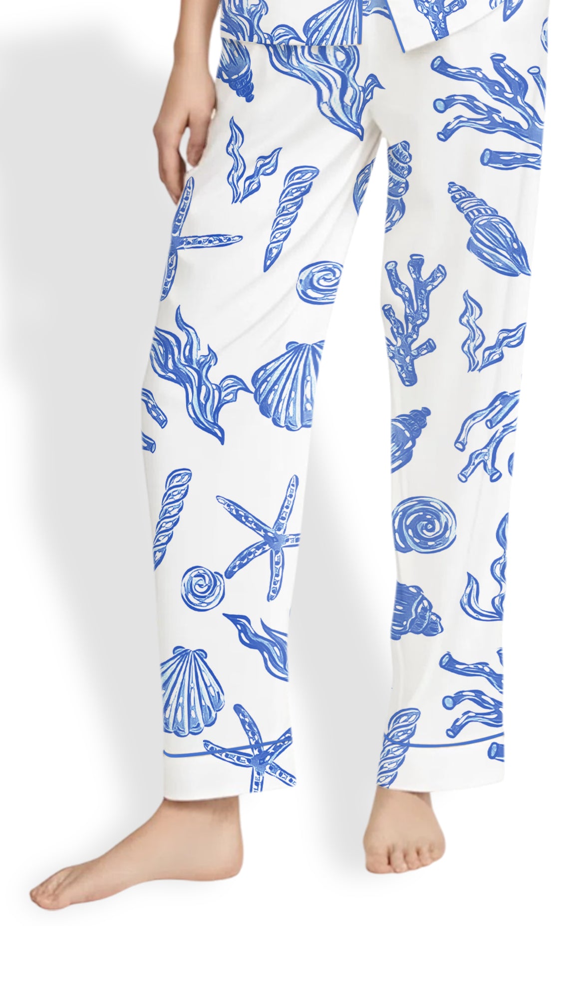 Women’s Summer Beach Pajama Set – Coastal Life Satin Sleepwear