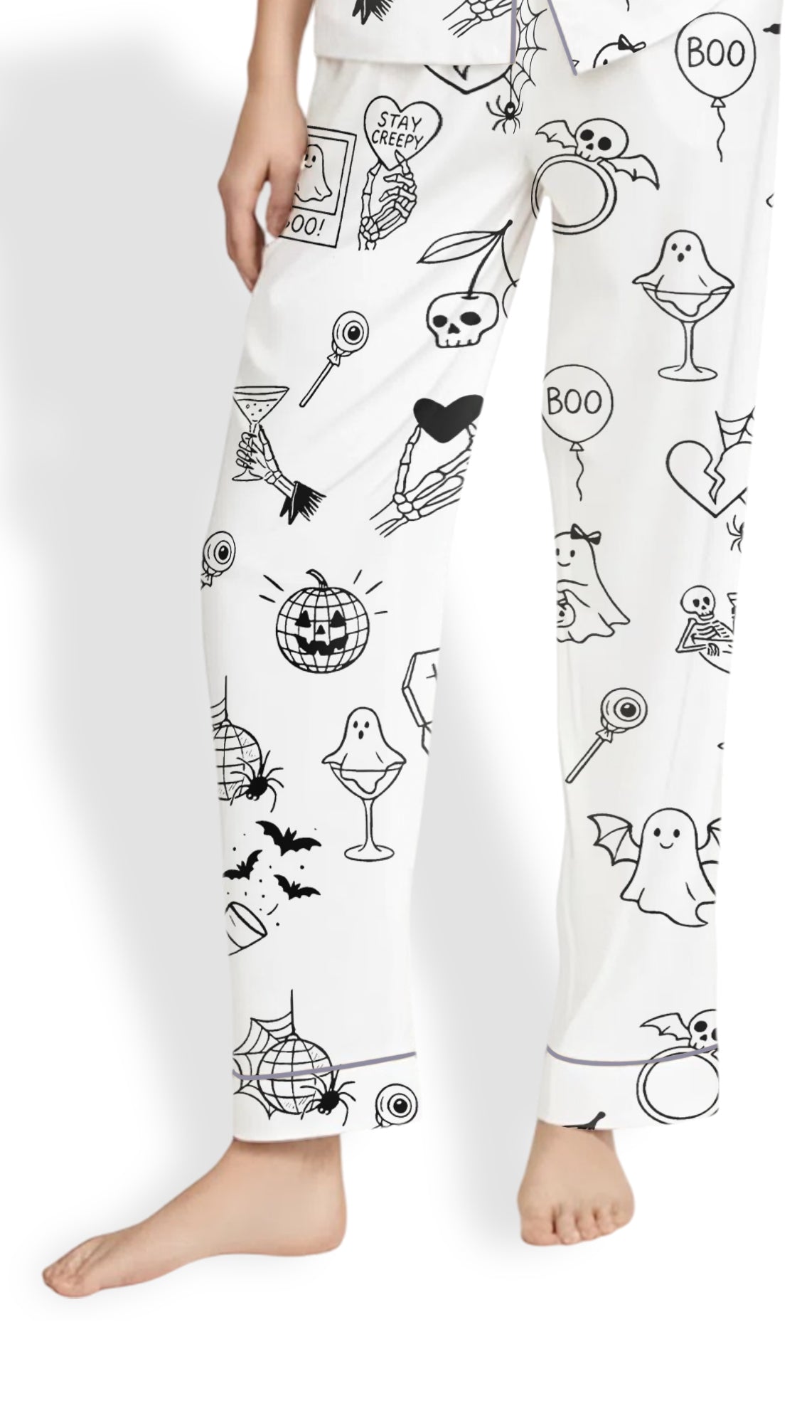 Spooky Witchy Pajama Set – Women’s Satin Halloween Bachelorette PJs