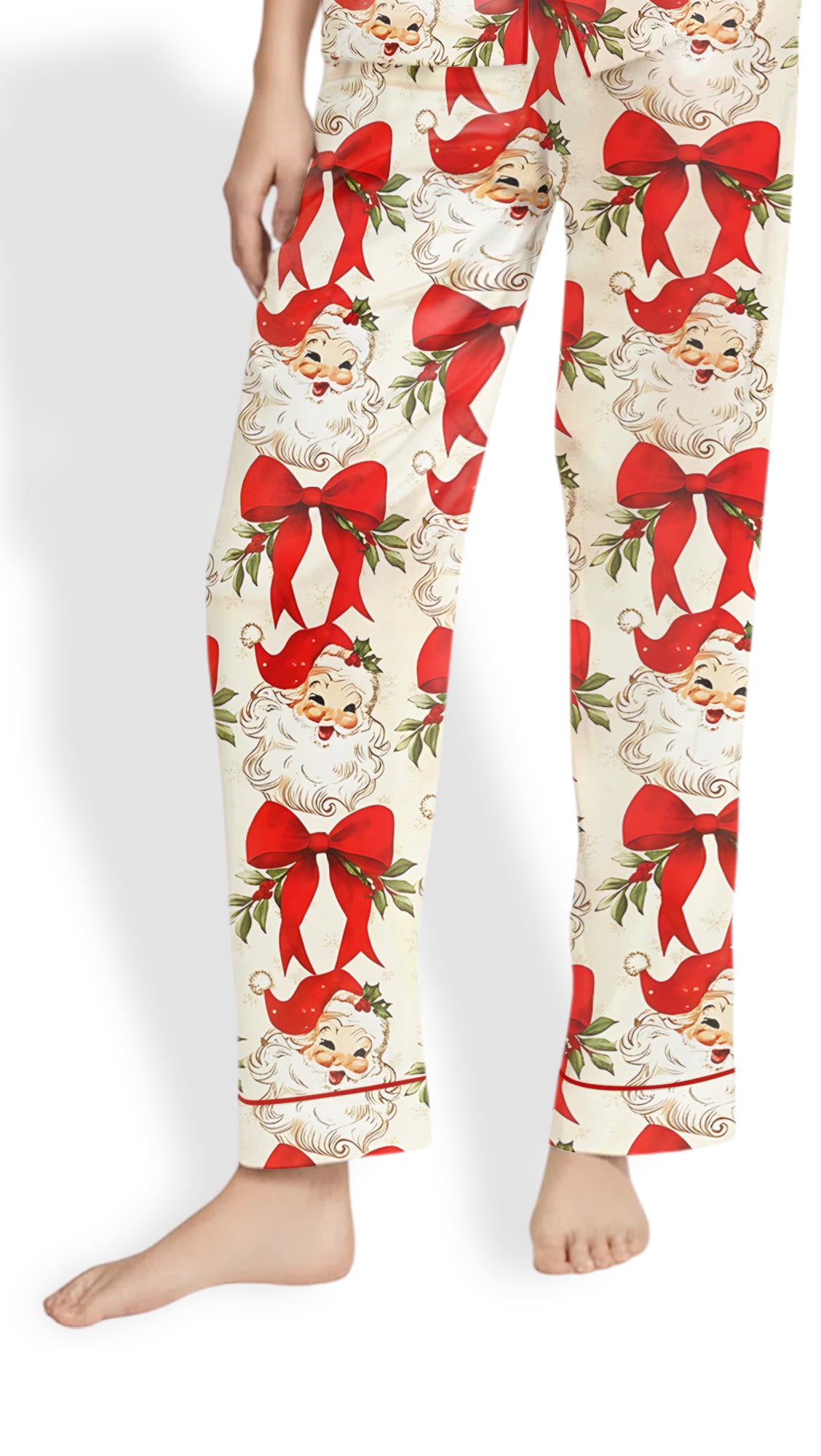 Women’s Vintage Santa Christmas Satin Pajama Set
