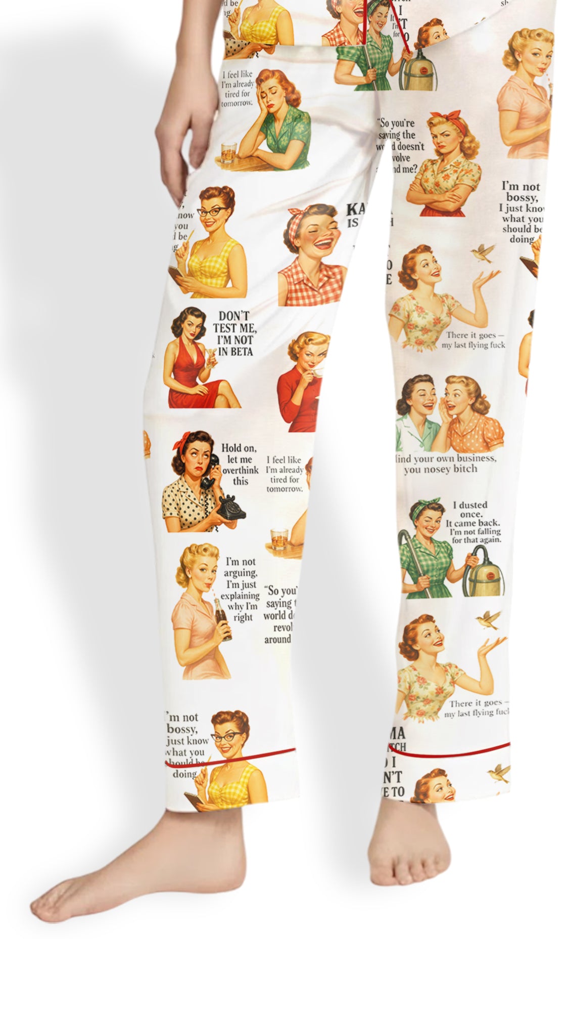 Women’s Retro Housewife Sarcastic Quote Satin Pajama Set