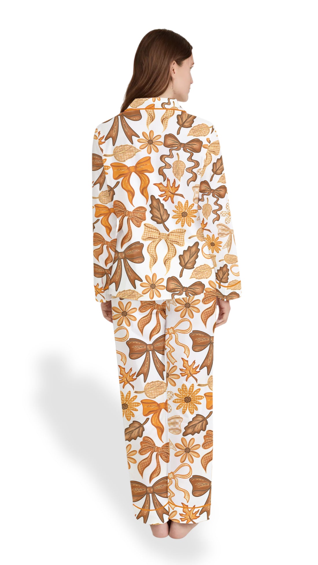 Coquette Bows Pajama Set – Women’s Fall Satin Autumn Sleepwear