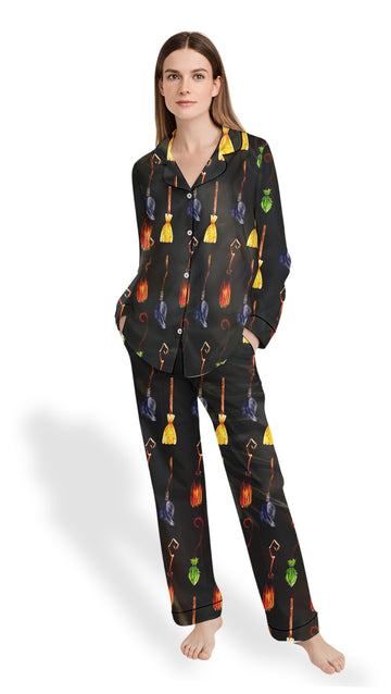 Witch Halloween Satin Pajama Set – Spooky Party Sleepwear