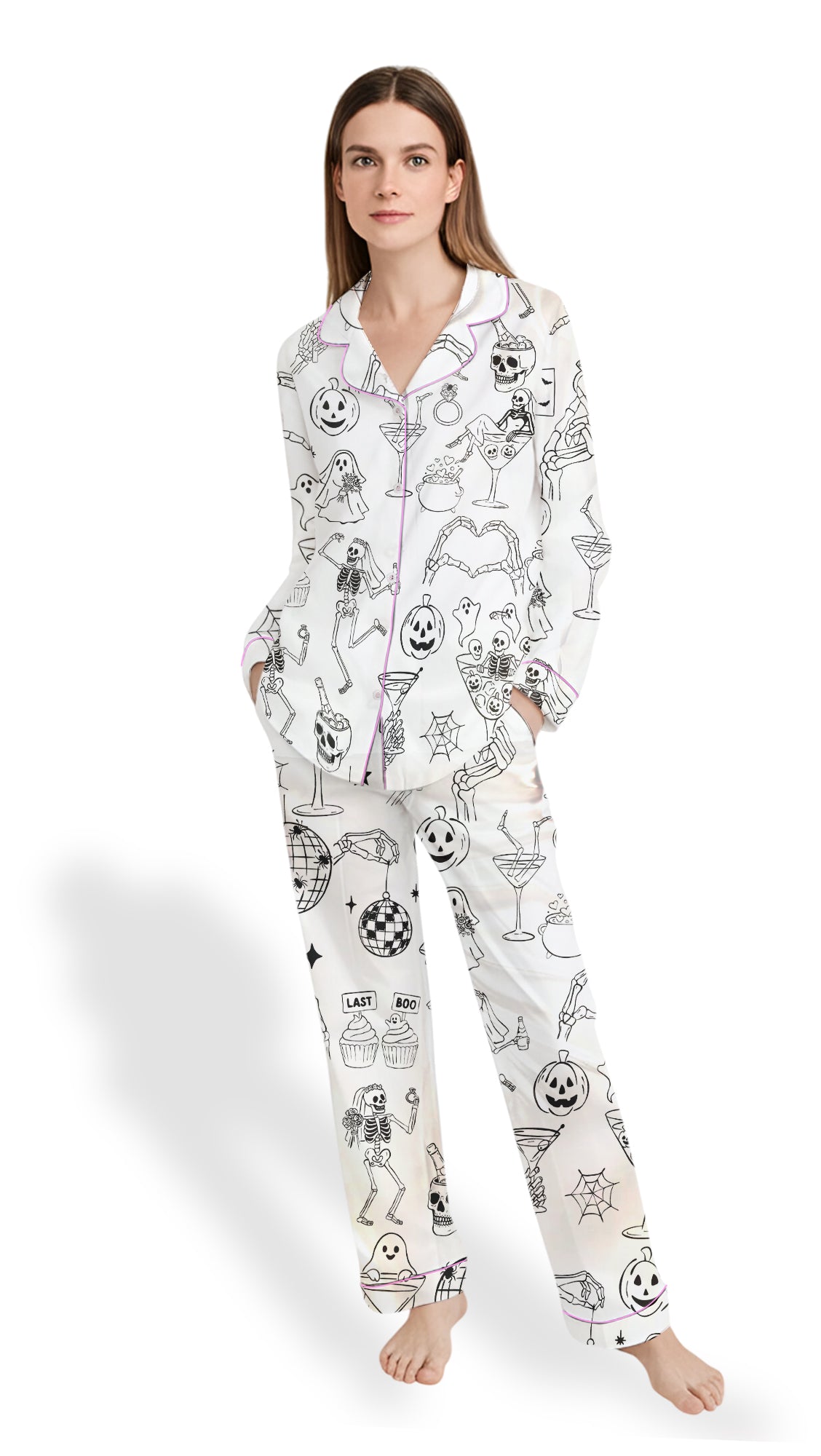 Till Death Do Us Part Satin Pajama Set – Halloween Bachelorette PJs
