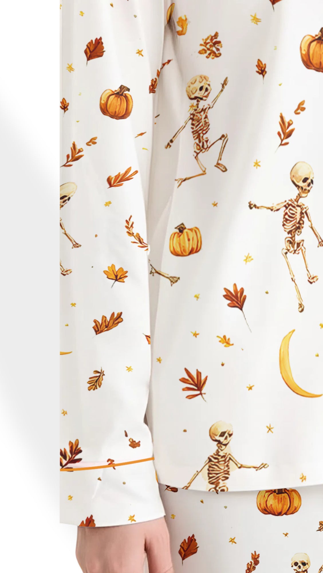 Dancing Skeleton Satin Pajama Set – Boho Fall Halloween PJs