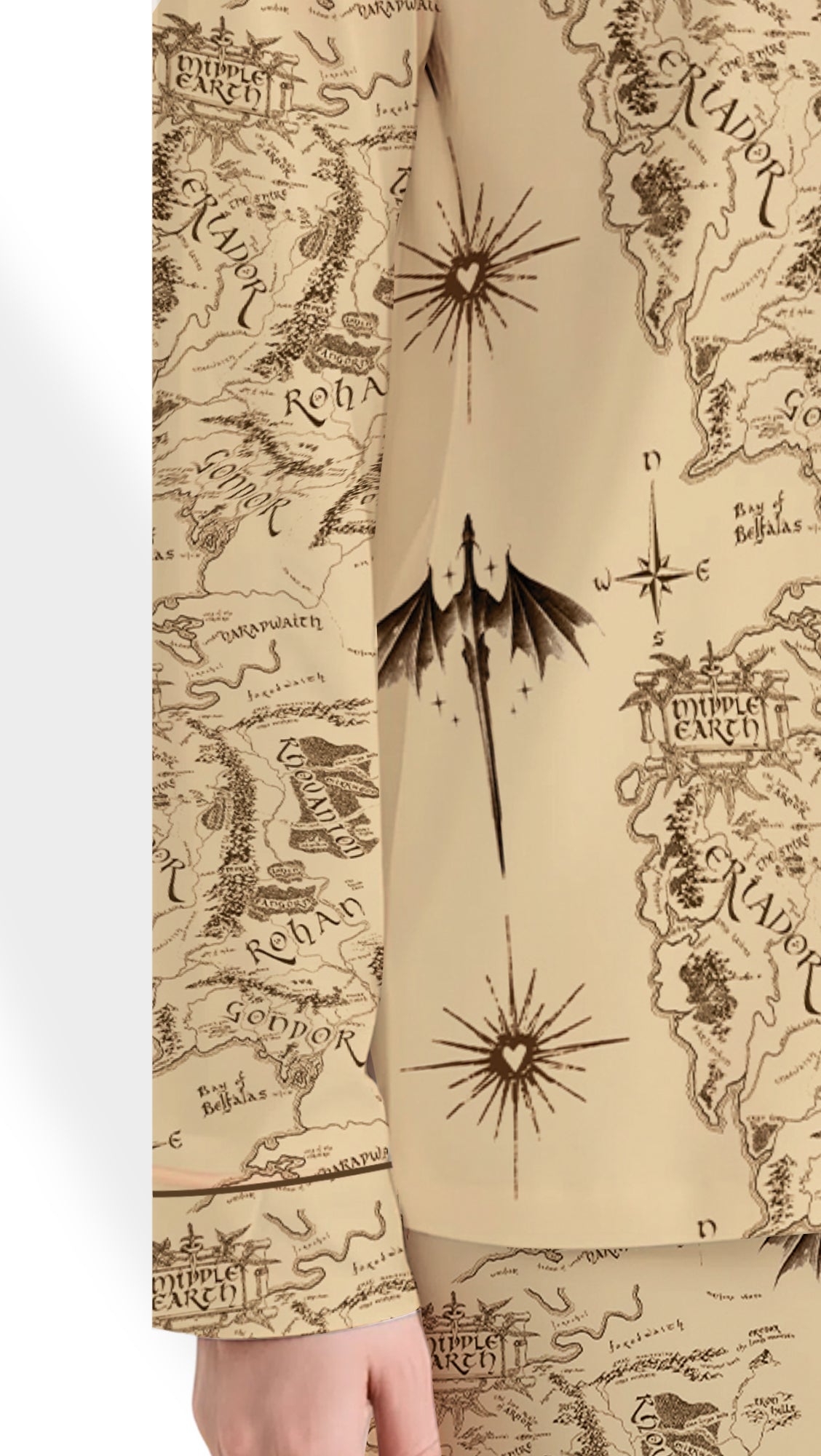 Women’s Lord of the Rings Pajama Set – Middle Earth Map Satin PJs